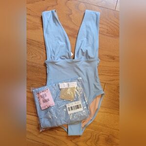 J.Crew Womens One-Piece Light Blue  Swimsuit/ Sarong 2/XS NWT!